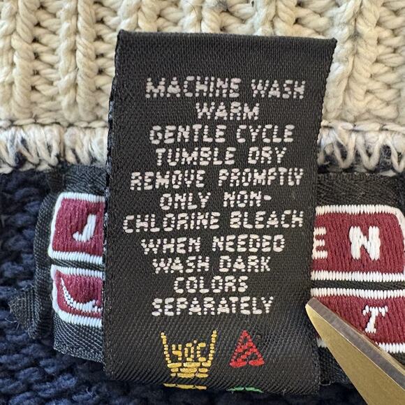 VTG Jantzen Heavy Cotton Blue, Cream, & Green Striped Sweater Large Collegiate - Picture 7 of 9